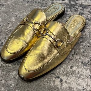 Gold Zara Mules with buckle detail